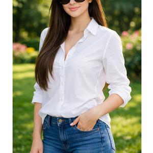 Chemise en coton de bonne qualité à manches courtes et de couleur unie pour femmes, chemise décontractée d'été, coupe ample, haut pour femmes, exporté du Bangladesh - Product Image 5