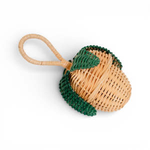 Juguetes de dentición para bebés tejidos a mano con ratán natural, sonajeros infantiles, lindos sonajeros sensoriales de fresa para recién nacidos - Product Image 1