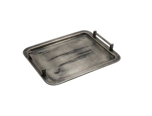 Plateau de service rectangulaire en métal de qualité alimentaire, design classique poli, durable, pour les fêtes, vaisselle de couleur unie avec poignées - Product Image 3