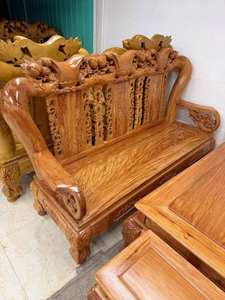 ชุดโซฟาห้องนั่งเล่นไม้หอมแท้ 9 ชิ้น ดีไซน์โบราณแกะสลักด้วยมือ หรูหรา - Product Image 2