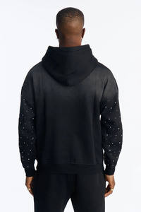 Conjunto de Sudadera con Capucha y Pantalones Deportivos Negros con Pedrería para Hombre, Ropa Deportiva de Lujo, Felpa de Algodón Premium, Corte Holgado, Invierno, Ecológico - Product Image 3