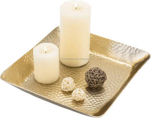 Plato de joyería de lujo de mesa cuadrada martillada en tono de latón antiguo, accesorios para servir alimentos, precio al por mayor - Product Image 3