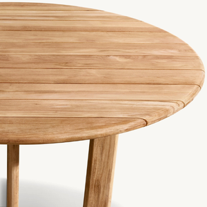 Une belle table ronde, best-seller, idéale pour les repas en extérieur, durable, anti-pourriture, en teck. - Product Image 4