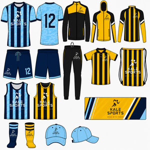 Kale Sports Sublimated Striped Soccer Uniforms Jersey Shorts Pants <b>Socks</b> Hat Bag All Seasons Unisex 100% Polyester - Product Image 1