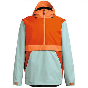 Veste de ski pour homme à blocs de couleur orange menthe, imperméable, à capuche, fermeture éclair, isolation synthétique, technologie Gore-Tex - Product Image 1