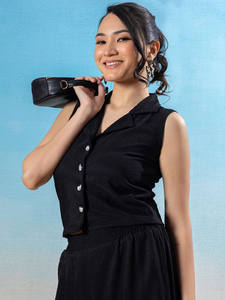 Robe midi décontractée noire en dentelle pour femme, style classique et tendance, idéale pour les tenues de soirée, prix de gros Inde - Product Image 2