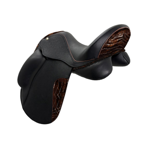 Selle d'équitation en cuir véritable de qualité supérieure, nouvelle conception, pour dressage anglais, saut d'obstacles, course de chevaux, endurance, style western, avec éléments en plastique/bois - Product Image 4
