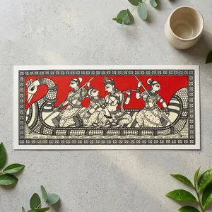 Una obra de arte tradicional Pattachitra de Odisha, India, que representa la escena divina de Radha Krishna Naukavihar. - Product Image 5