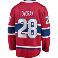 Jersey Hoki Merah Unisex Montreal Canadiens Nomor 22 Caulfield Tackle Twill Print Lengan Setengah Kerah Bulat Reguler Bernapas