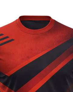 T-shirt de sport personnalisé pour homme, rouge et noir, à séchage rapide, en polyester, imprimé sur mesure, à manches courtes, pour la course à pied, la gym et l'entraînement - Product Image 5