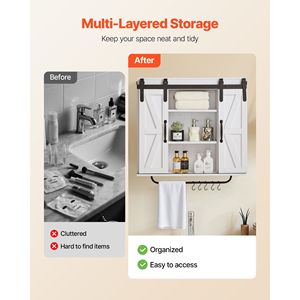 Armadietto da Bagno a 2 Ante con Ripiani Regolabili, Organizzatore Sospeso per Toilette, Armadietto Portamedicinali con Montaggio a Parete - Product Image 3