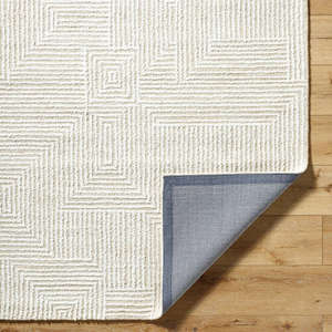Tapis en laine tufté à la main, motif géométrique, beige neutre, tapis de salon, texture moderne, revêtement de sol, taille personnalisée - Product Image 4