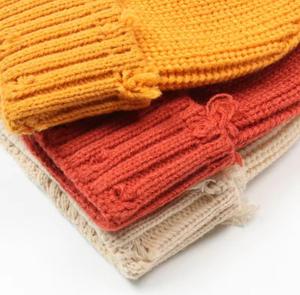Unisex Hand Knitted Jacquard Beanie Hat Solid Color <b>Winter</b> <b>Cap</b> Street Style Adult Size 56-58CM 100% Cotton - Product Image 3