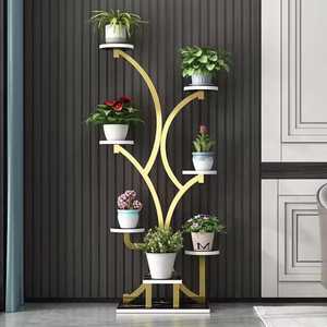 Modern Gold Plated <b>Metal</b> <b>Flower</b> <b>Stand</b> Indoor Plant Display Rack with Irregular Design for Home Decor - Product Image 3