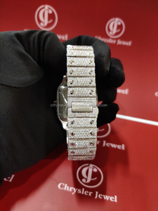 Nuevo diseño Hiphop Bling Iced Out VVS Clarity Moissanite Reloj analógico de acero inoxidable con tachuelas de diamantes de exportador indio - Product Image 5