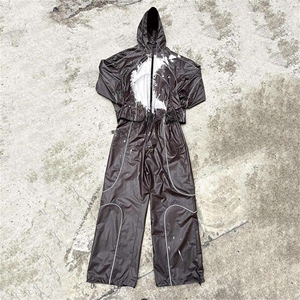 Veste de survêtement unisexe légère, écologique, respirante, imperméable, coupe-vent, à capuche, manches longues, couleur unie, décontractée, avec fermeture éclair latérale - Product Image 3