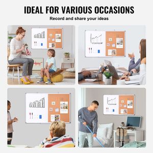 Lavagna Magnetica 2-in-1 con Superficie Cancellabile a Secco e Pannello in Sughero, Montabile a Parete, 36"x24", con Cornice in Alluminio per Casa e Ufficio - Product Image 2