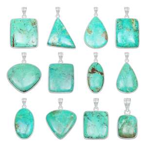 Nouvel Arrivage Collier Pendentif en Laiton Argenté avec Pierre Précieuse Chrysoprase pour Femme et Enfant, Sertissage Clos, Forme Crochet Vintage, Haute Qualité - Product Image 1