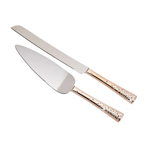 Cake Server and Knife Set 2-Piece Stainless Steel with Rose Gold Handles and Crystal Accents - Product Image 5