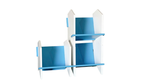 DISICO Kids Bookshelf 2-Tier Wood Cubby <b>Shelf</b> Blue White <b>Modern</b> Scandinavian Design Freestanding Home Furniture - Product Image 5