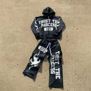 KERNEL APPAREL 2026 Autumn/Winter New 100% Cotton Breathable Eco-Friendly Velvet Warm Hoodie Sports <b>Pants</b> Two-Piece Set for Men - Product Image 4