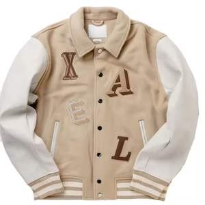 Veste de baseball personnalisée avec logo streetwear, patchs, lettres, en cuir, style universitaire, pour hommes de collège - Product Image 1