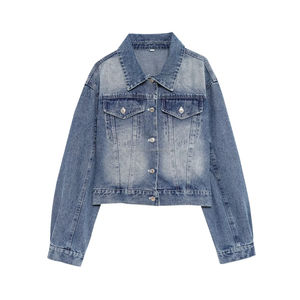 Veste en jean pour femme, nouvelle mode printemps 2025, diamant brillant, vintage, manches longues, poches, décontractée, vêtements d'extérieur pour femme, veste en jean - Product Image 1