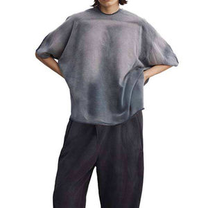 T-shirt pour homme 100% coton délavé style été, coupe ample, imprimé, technique épaules tombantes, vente en gros - Product Image 6