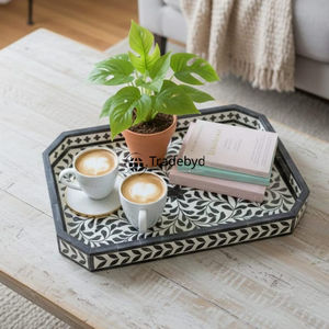 Elegante Bandeja Moderna con Incrustaciones de Hueso, Hecha a Mano, Móvil, de Calidad Premium, Decorativa para el Hogar, por Tradebyd - Product Image 1
