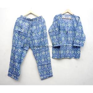 Custom Floral Front Logo Women's Sleepwear Pajama Set 100% Cotton Round Neck Long Sleeve Long Pants Two Piece Homeware - Product Image 6