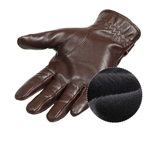 Leather Winter <b>Gloves</b> Wrist Length Thermal Microfiber Lined Touchscreen Enabled Retro Style for Outdoor Daily Use - Product Image 3