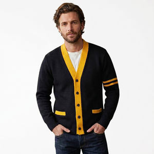 Cárdigan universitario personalizado con bordado, suéter de punto para hombre, manga larga, uniforme, cuello en V, cárdigan de hermandad tejido - Product Image 2
