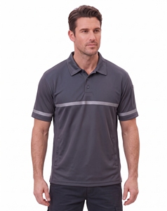 Camiseta polo de alta visibilidad para hombre, con corte diagonal, color carbón y naranja neón, ropa de trabajo de seguridad, con bolsillo con cremallera en la manga, cinta reflectante, uniforme. - Product Image 6
