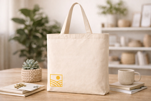 Sac fourre-tout en toile de coton AMANI 250 g/m² avec longues poignées, réutilisable, écologique, pour le shopping, logo personnalisé, imprimé soleil minimaliste, durable - Product Image 3