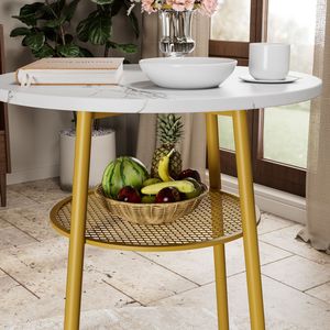 Set da Pranzo in Finto Marmo a 3 Pezzi con 2 Sgabelli per Casa, Hotel o Ristorante, Arredamento per Cucina e Sala da Pranzo - Product Image 4