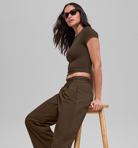 Pantalon de jogging décontracté pour femme, taille haute, coupe droite, avec cordon élastique, coupe ample, pour le yoga - Product Image 3
