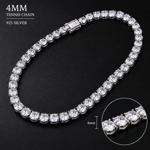 RAMDUT IMPEX Vente en gros de bijoux hip-hop de luxe, collier tennis 3mm 4mm 5mm en argent S925, chaîne de diamants étincelants, fermoir de sécurité - Product Image 4