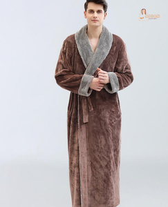 Pijama de Franela para Hombre, Otoño-Invierno, Manga Larga, Forro Polar, Grueso, Cálido, Suave, Casual, Holgado, con Cordones Laterales - Product Image 3