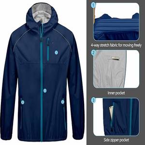 Impermeable al 100%, Chaqueta de Lluvia para Hombre, Chaqueta Cortavientos con Capucha, Chaqueta de Lluvia para Hombre, subida por Dress Sports - Product Image 4