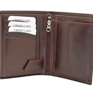 Portefeuille long en cuir véritable avec fermeture éclair, emplacements multiples pour cartes, design minimaliste unisexe - Product Image 1