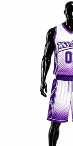 Maillot de basketball sans manches pour homme White Stitch 01, imprimé numérique dégradé violet, en Spandex/Polyester respirant, athlétique - Product Image 4