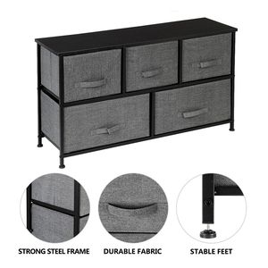 Comò Moderno a 2 Livelli per Cameretta, Armadio Organizzatore Ampio con 5 Cassetti in Tessuto Facili da Estrarre, Struttura in Metallo, Unità Multiuso - Product Image 6