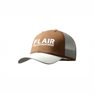Casquette de baseball de style trucker marron et blanc de qualité supérieure – Casquette ajustable avec logo brodé - Product Image 1