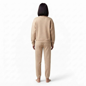 Sweat-shirt tendance beige pour femme, épais, à col montant semi-zippé, coupe oversize, épaules tombantes, couleur unie - Product Image 4