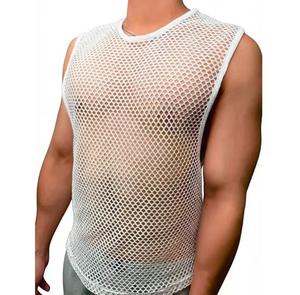 CANBELLO SPORTS Men's <b>Mesh</b> Sleeveless Tank <b>Top</b> O-Neck Solid Color Knitted Breathable Street Style Hollow Out 100% Polyester 120g - Product Image 5