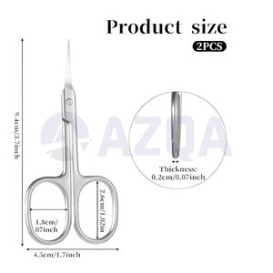 Ciseaux à cuticules professionnels incurvés en acier inoxydable avec lames affûtées pour droitiers, pour manucure, soin des ongles et coupe des cuticules - Product Image 2