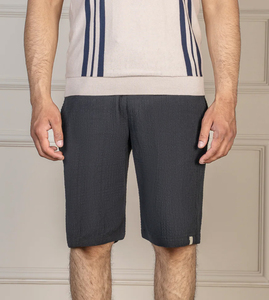 Pantalones Cortos Bermuda de Algodón Tejido de Color Liso para Hombre 2026 con Bolsillos, Cintura Elástica, Estilo Casual, Tiro Medio - Product Image 3