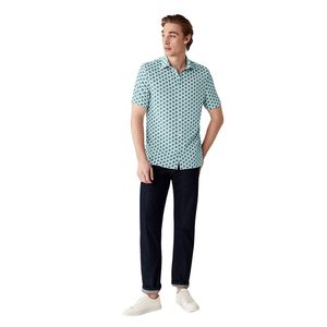 Camisa con estampado de palmeras tropicales 100% algodón puro para hombre – Suave, transpirable, de corte relajado, informal, para vacaciones, fiestas en la playa, estilo hawaiano - Product Image 1