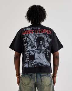 T-shirts surdimensionnés à épaules tombantes pour hommes, personnalisés en usine, en tissu épais - Débardeurs vintage déchirés à coupe courte avec imprimé strass - Product Image 4