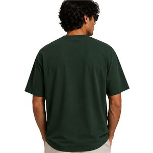 เสื้อยืดโอเวอร์ไซส์สีเขียวเข้มสำหรับผู้ชาย แขนสั้น ผ้าฝ้าย คอกลม ปักลายเรือ โลโก้ ลำลอง สตรีทแวร์ ทรงหลวม แฟชั่น - Product Image 2